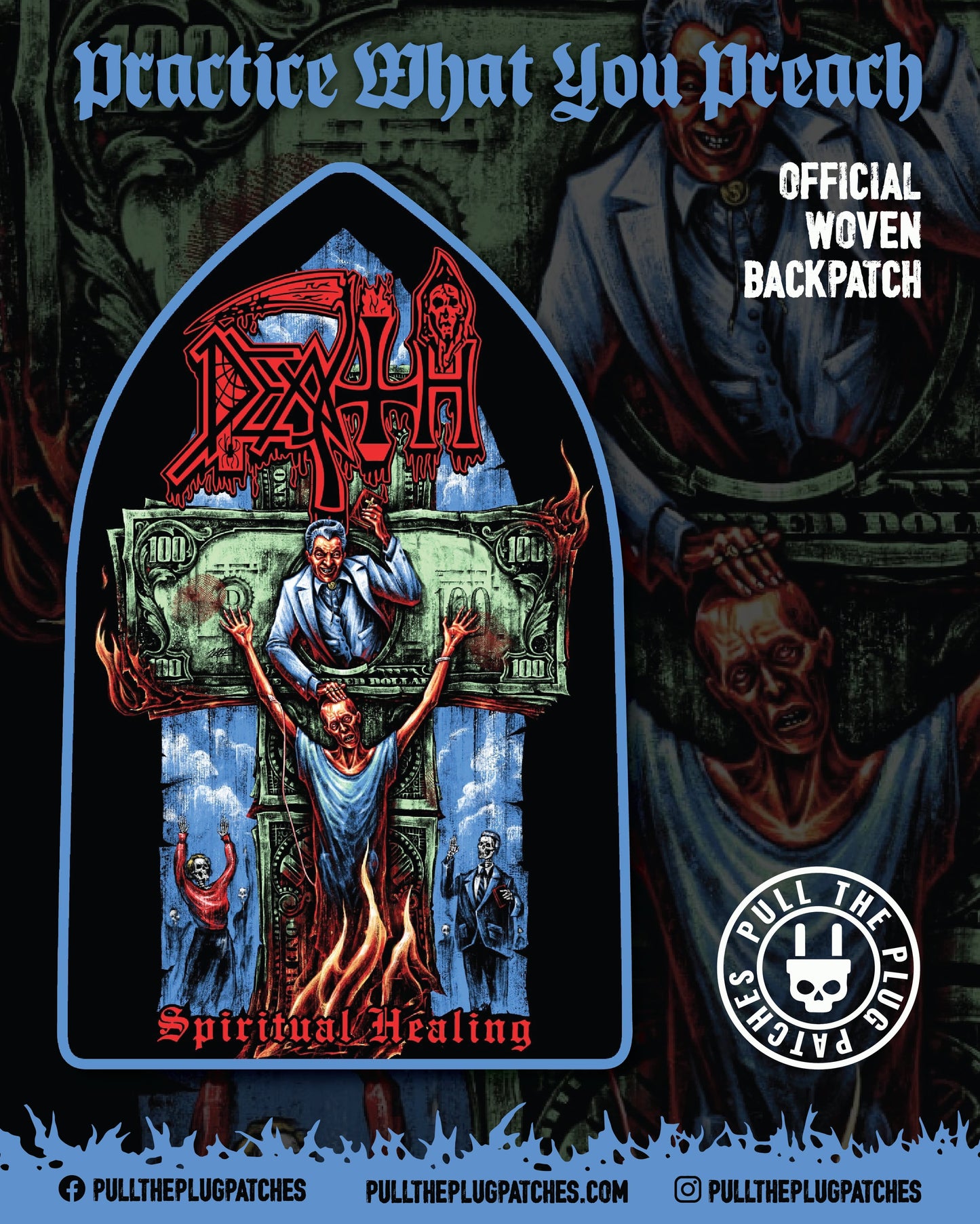 Death - Spiritual Healing x Exclusive Noah Cutter Meihoff Art - Backpatch (Limited Edition)