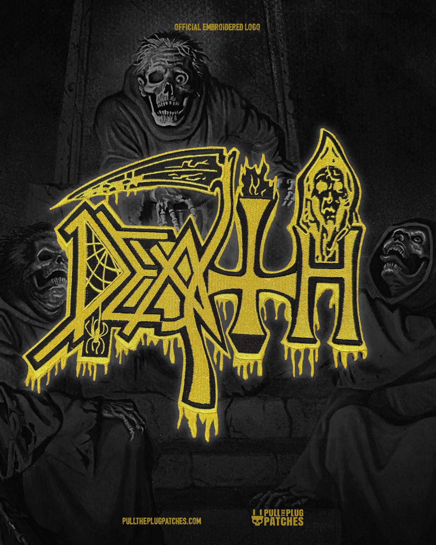 Death - Gold - Embroidered Rocker Style Logo