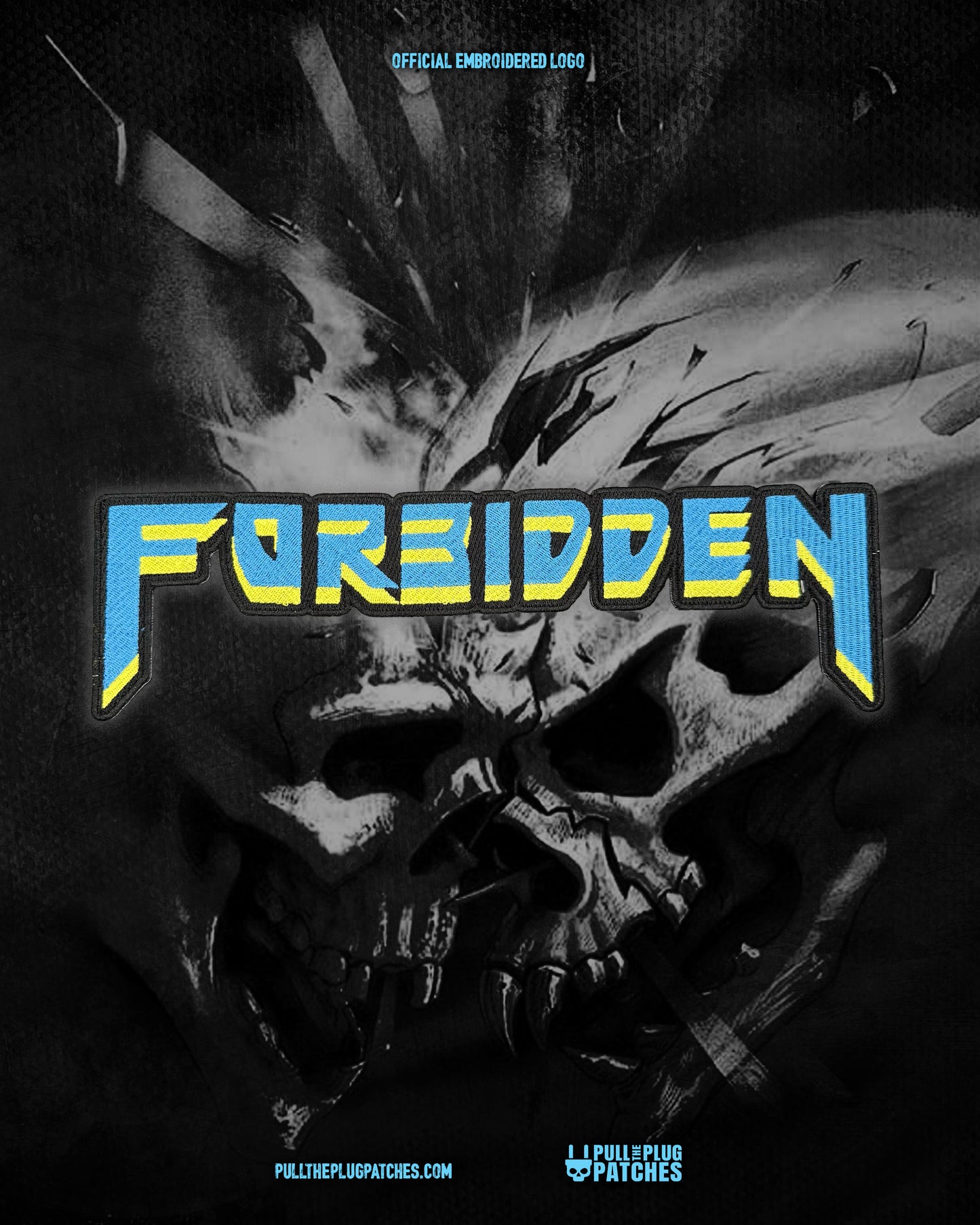 Forbidden - Blue - Embroidered Rocker Style Logo