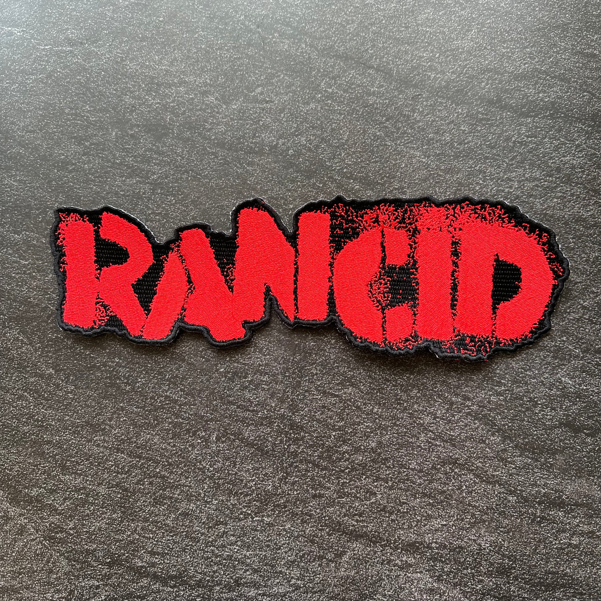 Rancid - Red - Embroidered Rocker Style Logo – Pull The Plug Patches