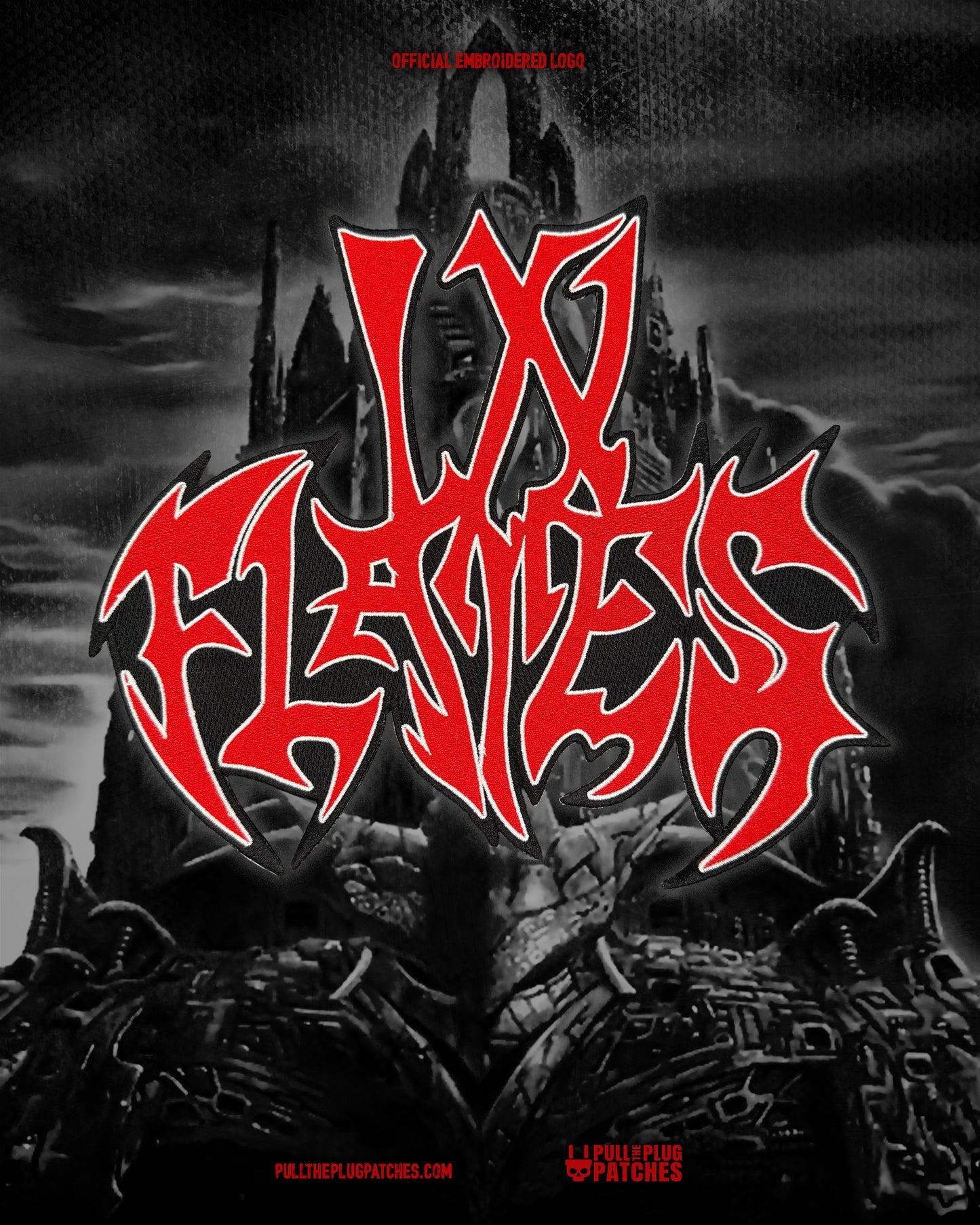 In Flames - Red - Embroidered Rocker Style Logo