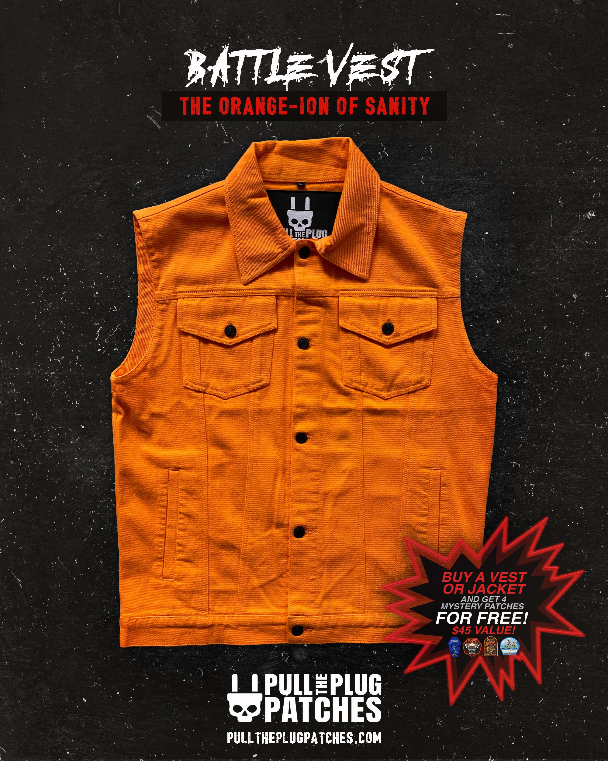 The Orange-ion Of Sanity - Vest – Pull The Plug Patches