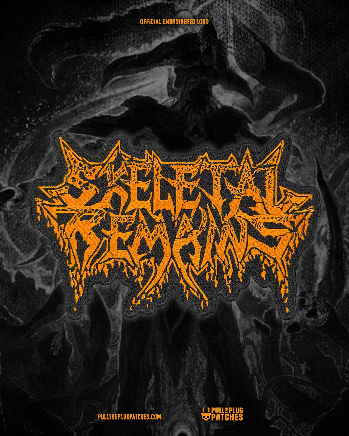 Skeletal Remains - Orange - Embroidered Rocker Style Logo