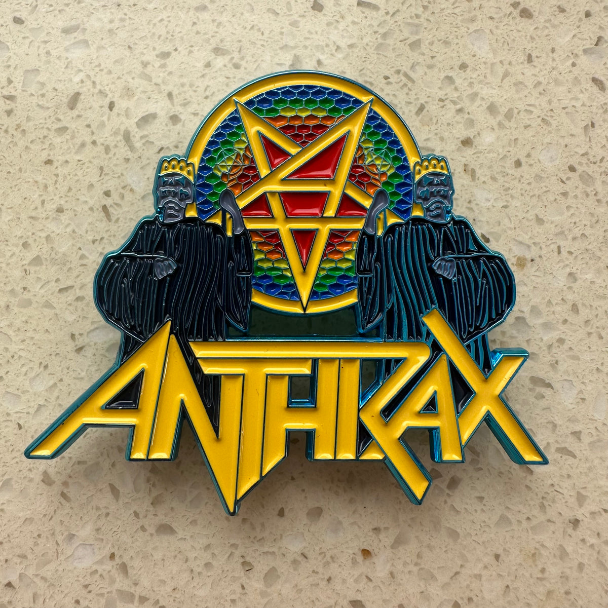 Anthrix Logo Anthrax - For All Kings (Yellow Logo) - Metal Pin – Pull The Plug Patches