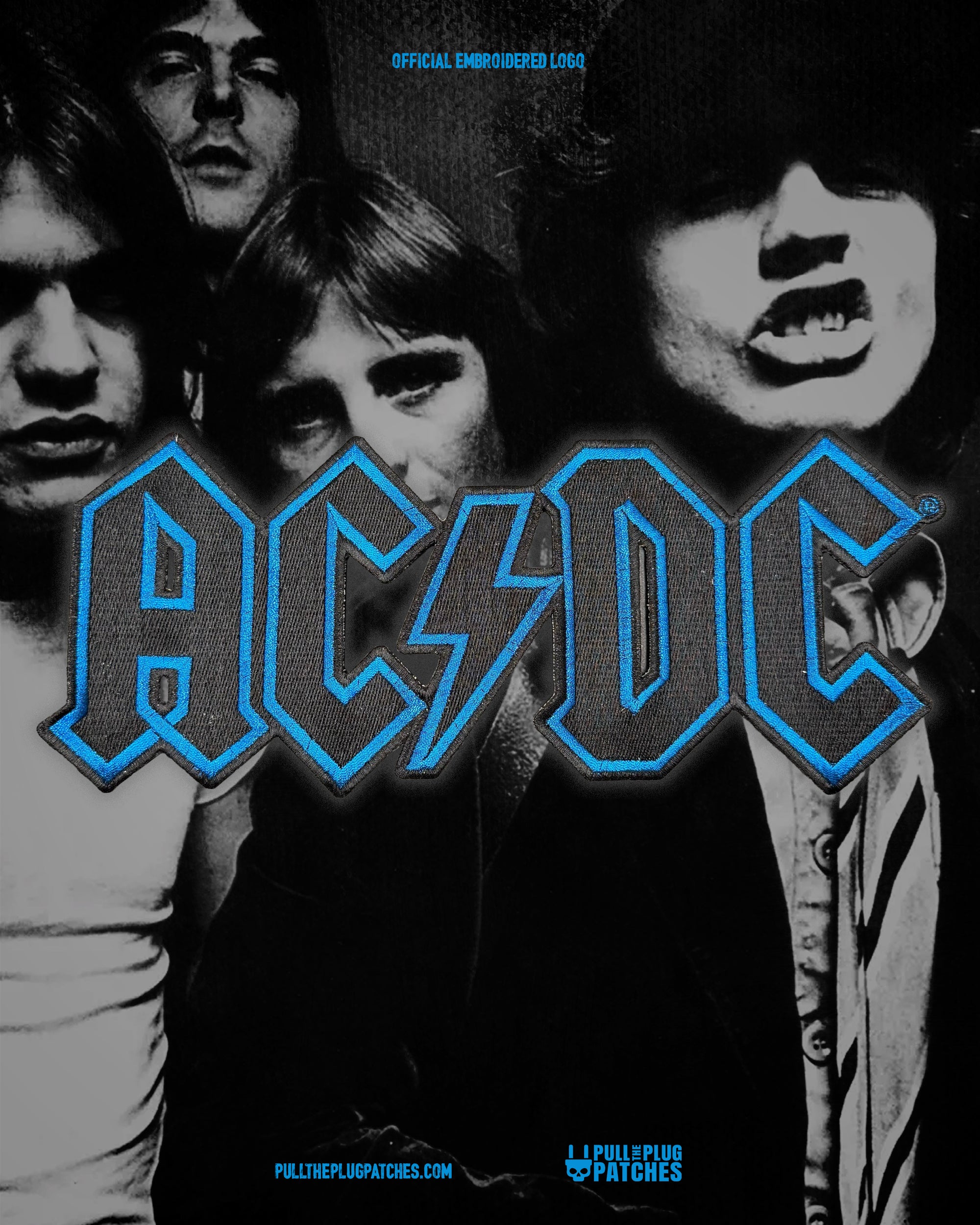 AC/DC - Blue - Embroidered Rocker Style Logo – Pull The Plug Patches
