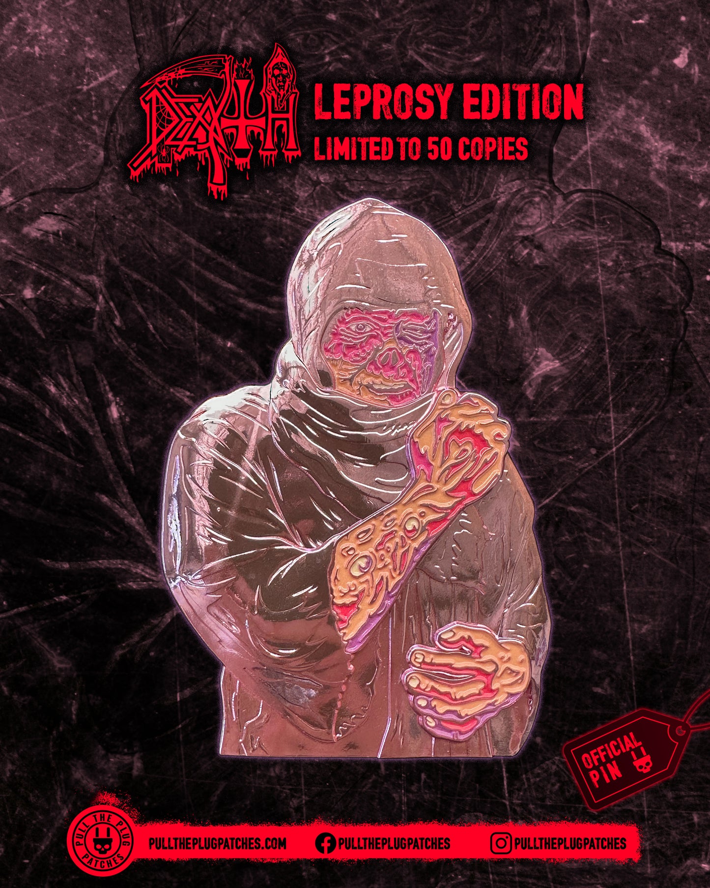 Death - Leprosy - Deluxe Pin in Tin Box (4 Inch Pin)