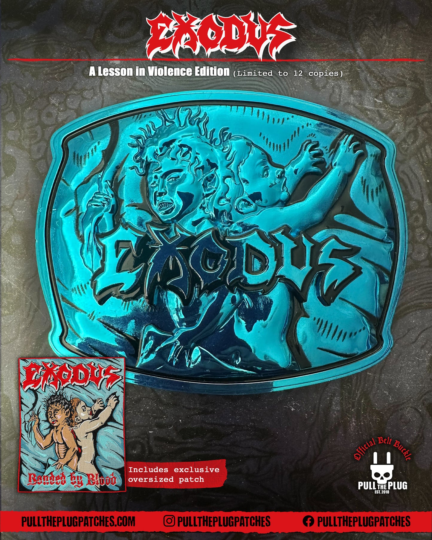 Exodus - Bonded By Blood Belt Buckle - A Lesson In Violence Edition