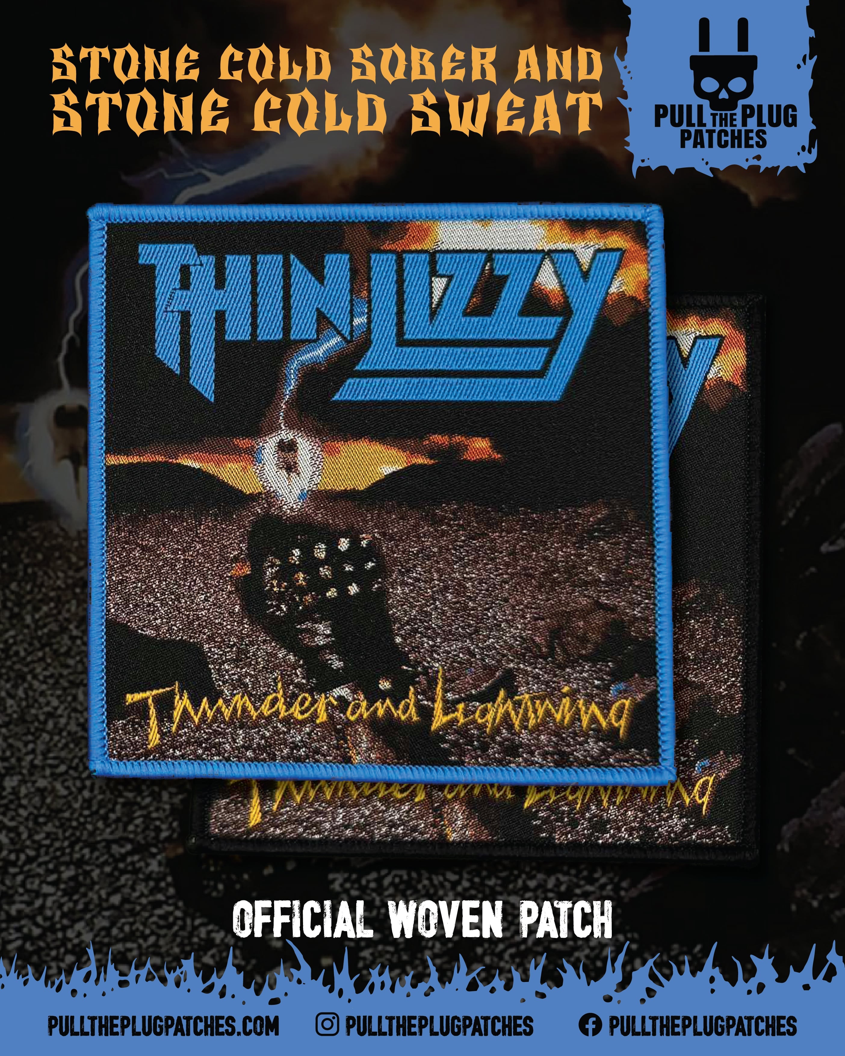 Lightning Square R Thin Lizzy - Thunder And Lightning - Square Patch – Pull The Plug Patches