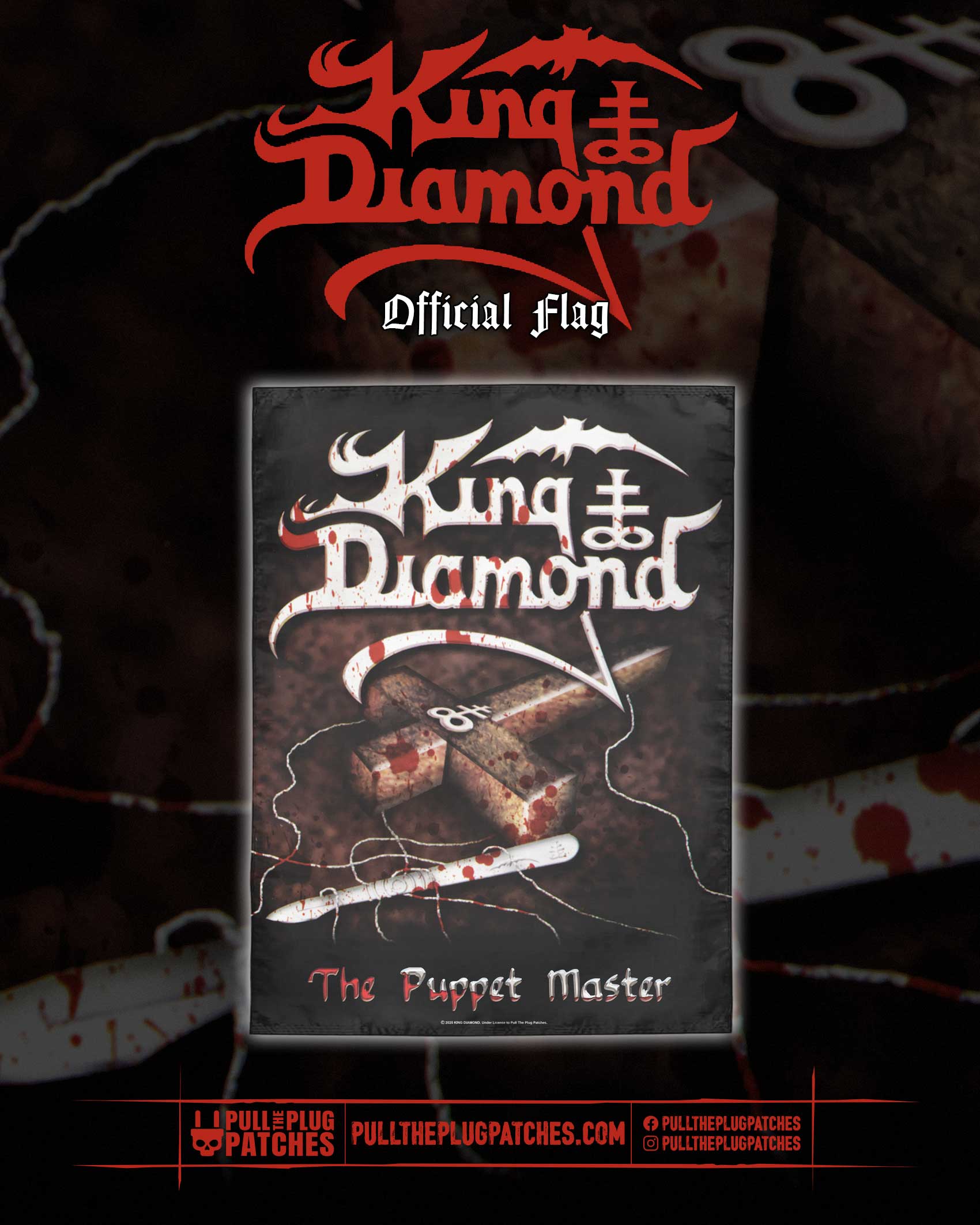 Diamond Puppet King Diamond - The Puppet Master - Flag – Pull The Plug Patches