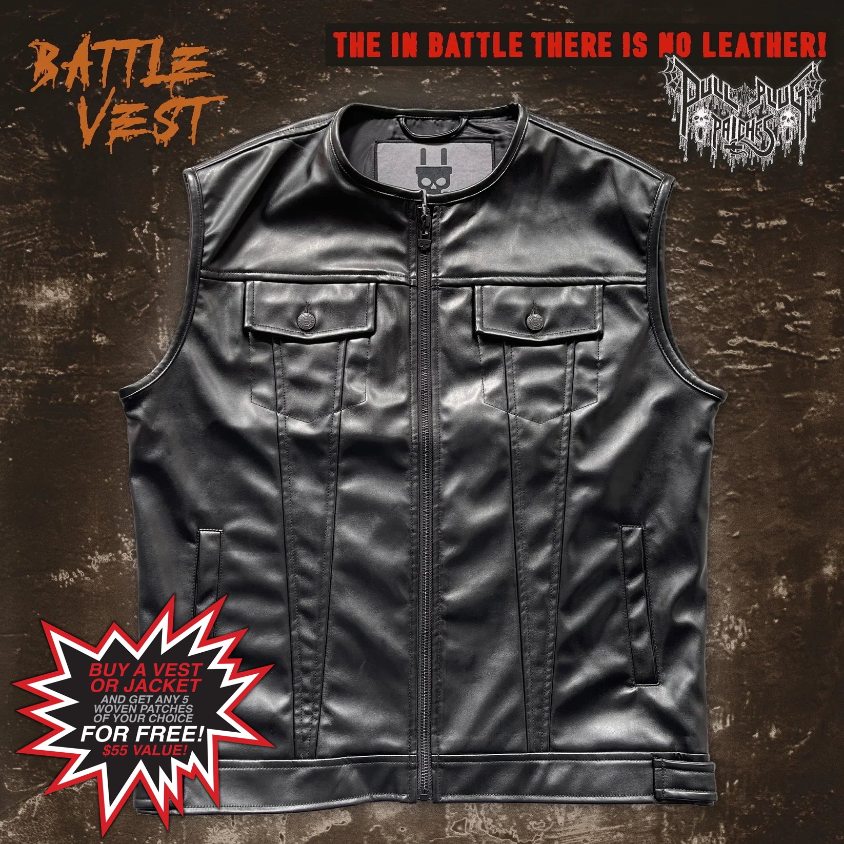 The In Battle There Is No Leather! - Vest – Pull The Plug Patches