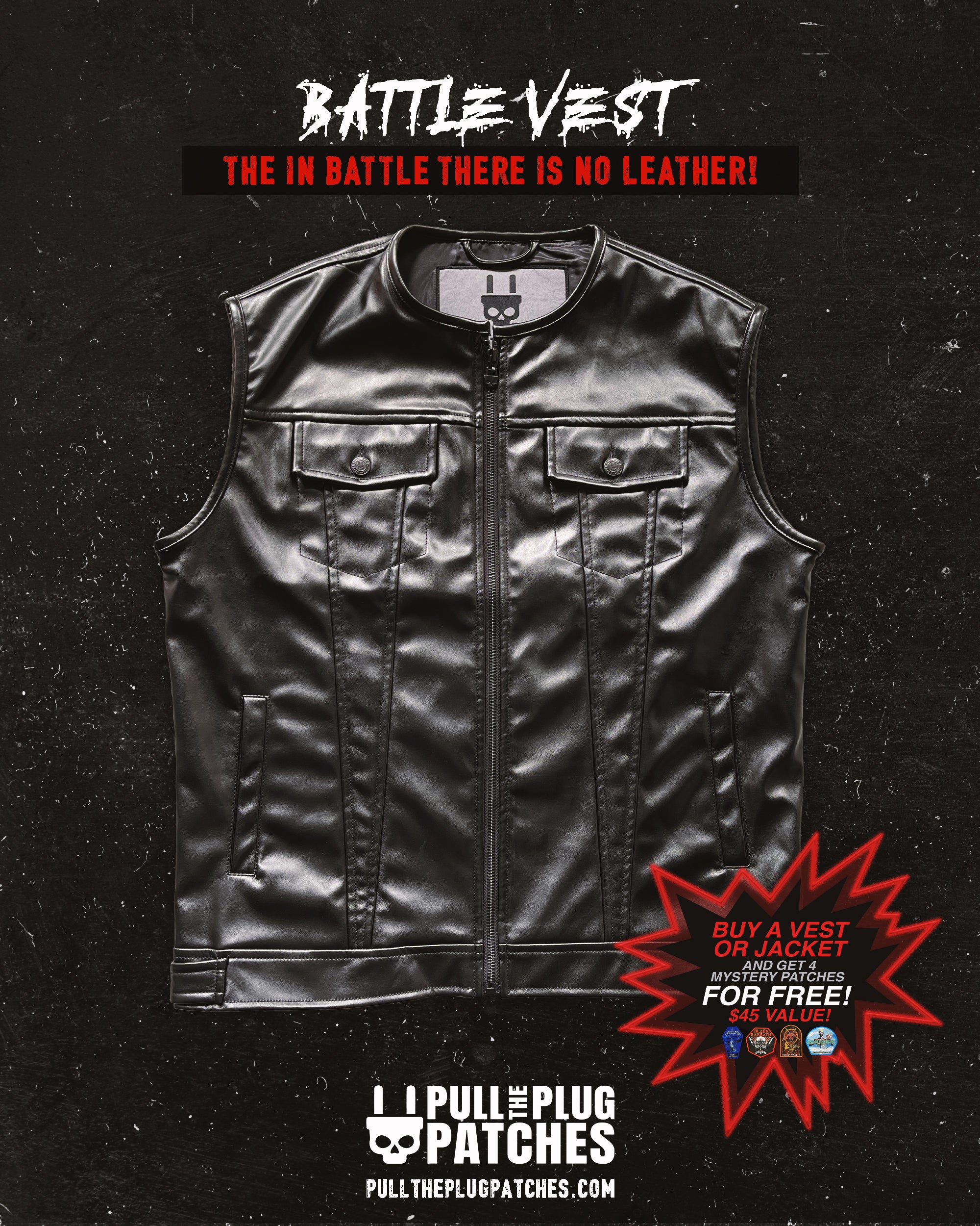 The In Battle There Is No Leather! - Vest – Pull The Plug Patches