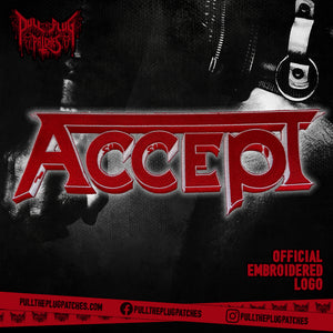 Accept - Red - Embroidered Rocker Style Logo
