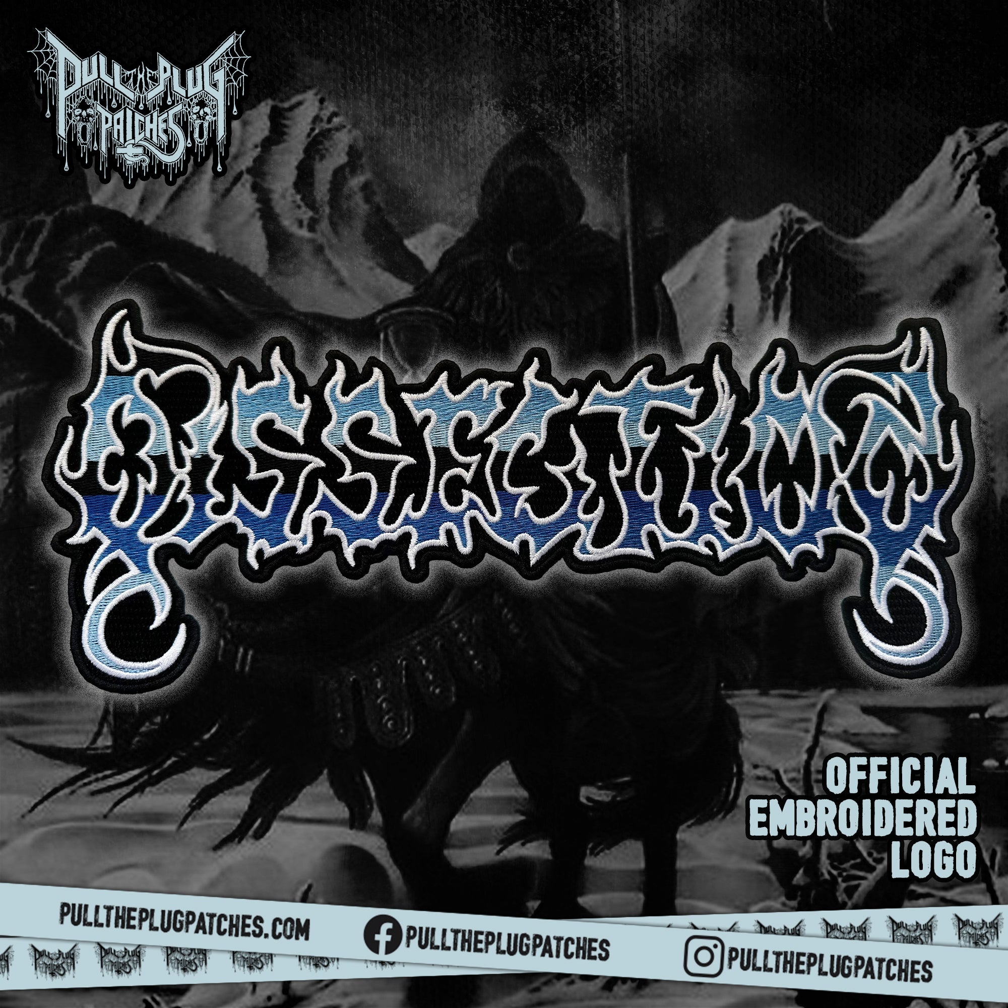 Dissection - Blue - Embroidered Rocker Style Logo – Pull The Plug Patches