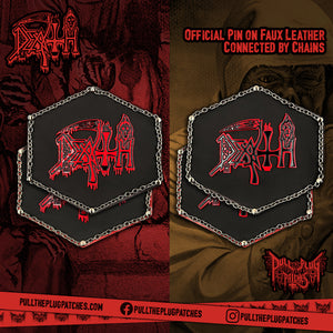 Death - Pin on Faux Leather Patch - New Logo
