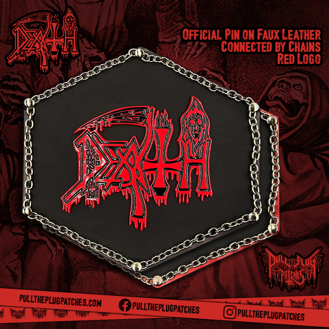 Death - Pin on Faux Leather Patch - Old Logo