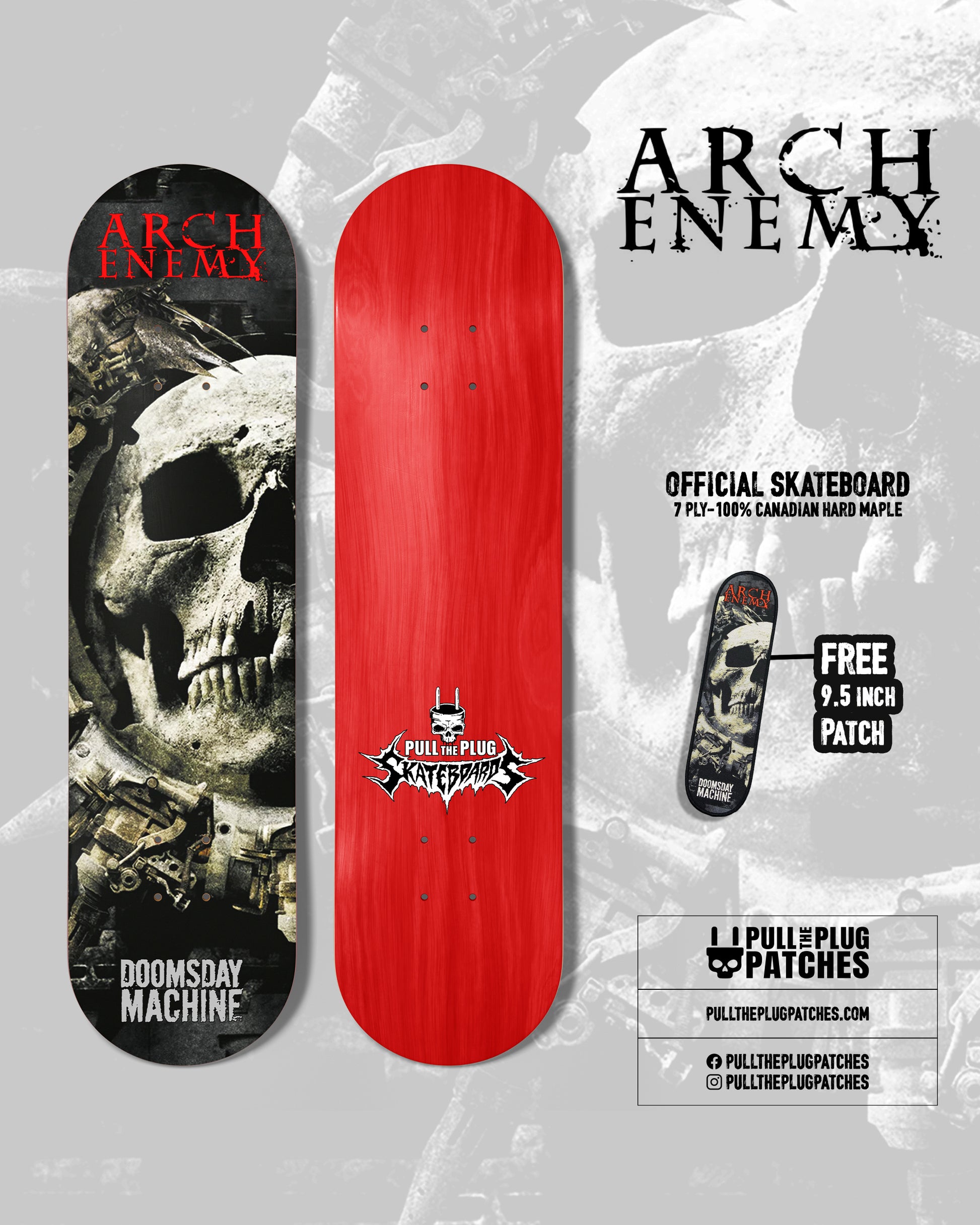 Arch Enemy - Doomsday Machine - Skateboard – Pull The Plug Patches