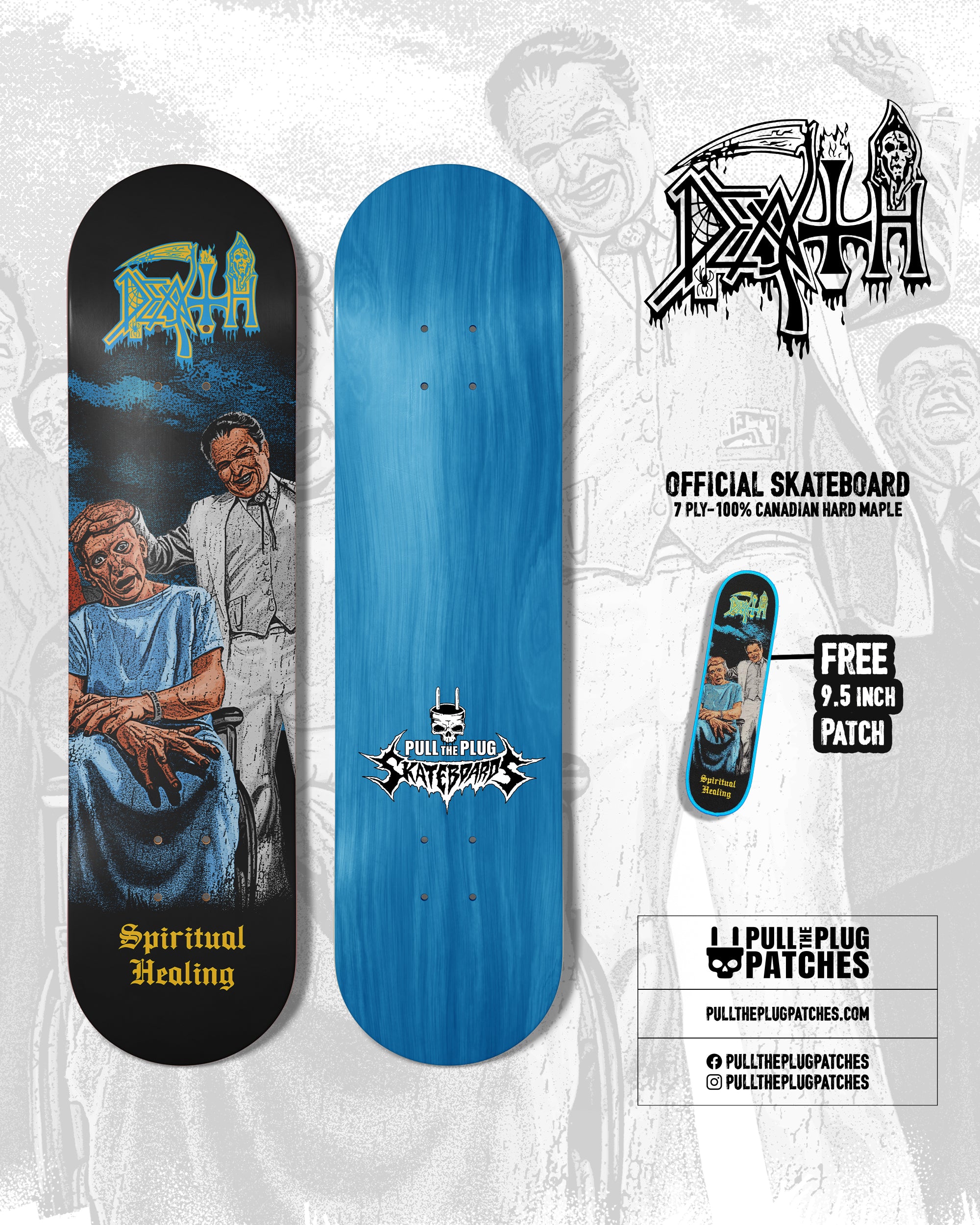 Death - Spiritual Healing - Skateboard – Pull The Plug Patches