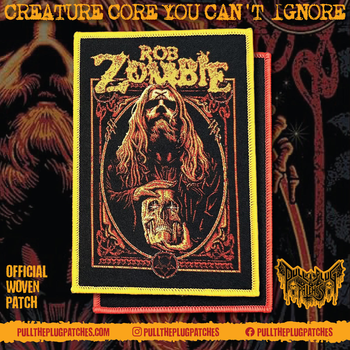 Patch Brodé Rob Zombie Portrait – Environ 7x10 Cm – Style Metal Hard Rock – Marque Razamataz